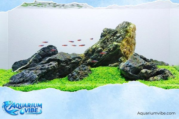 Đá kẹp kem 3 Trong aquarium, đá kẹp kem được dùng làm nền cho cây và rêu