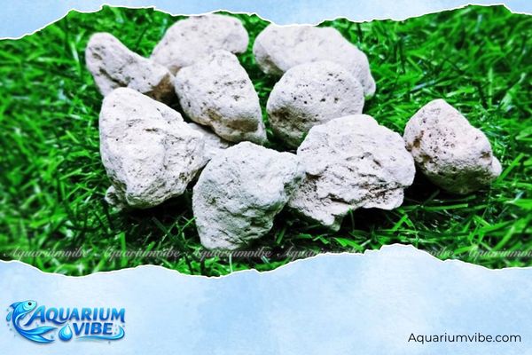 Đá nham thạch trắng 2 Đá nham thạch trắng có độ xốp và rỗng nên khả năng lưu thông nước trong hồ cá rất tốt